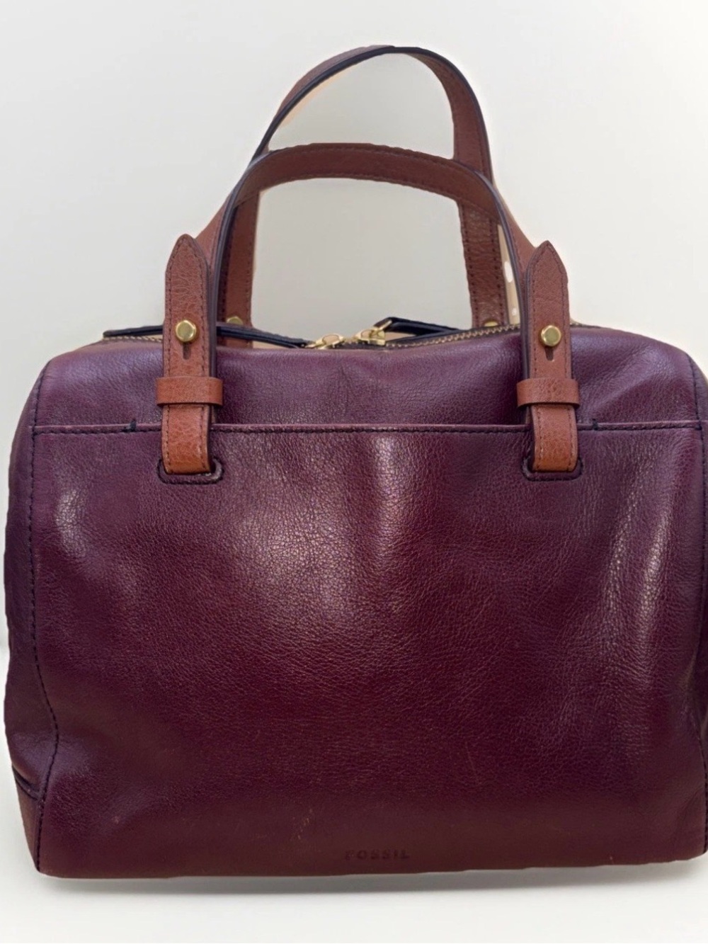 Fossil Oxblood leather bag Purse Strap brown accents No Key